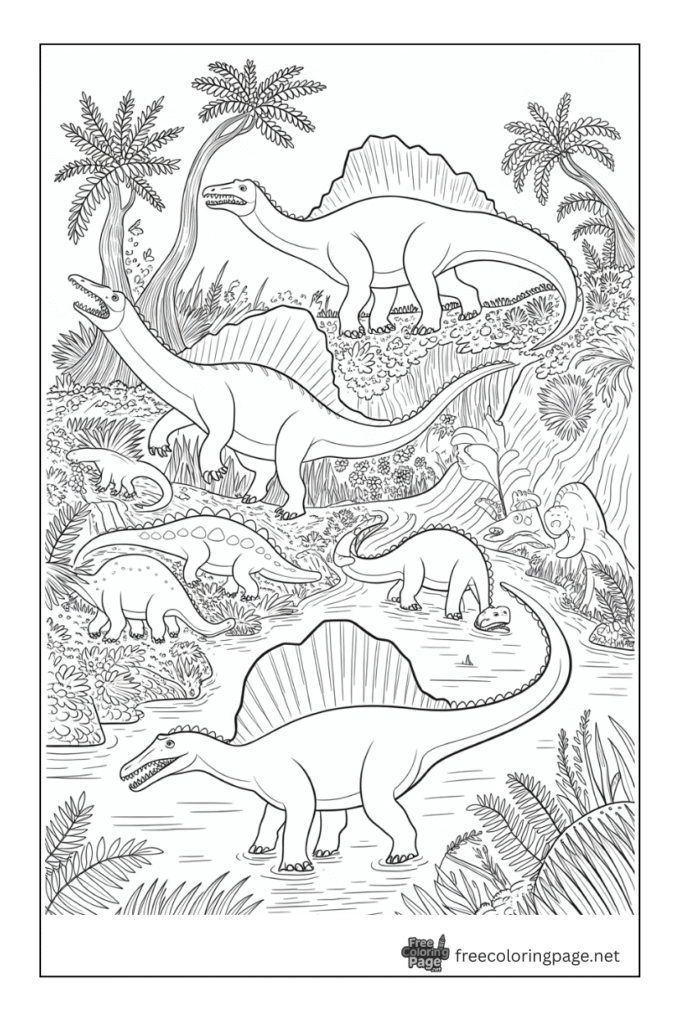 coloring page of dinosaur spinosaurus in jurassic park