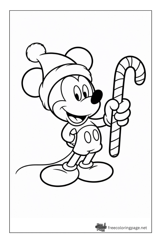 coloring page of micky mouse christmas hat