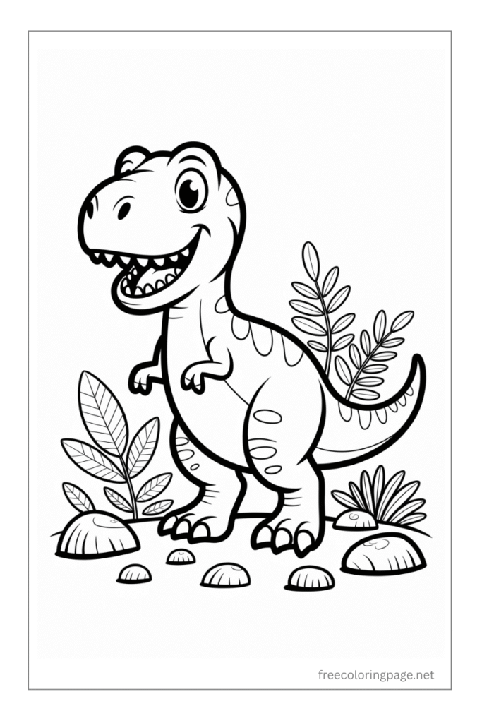coloring page of  dinosaur for kids to color