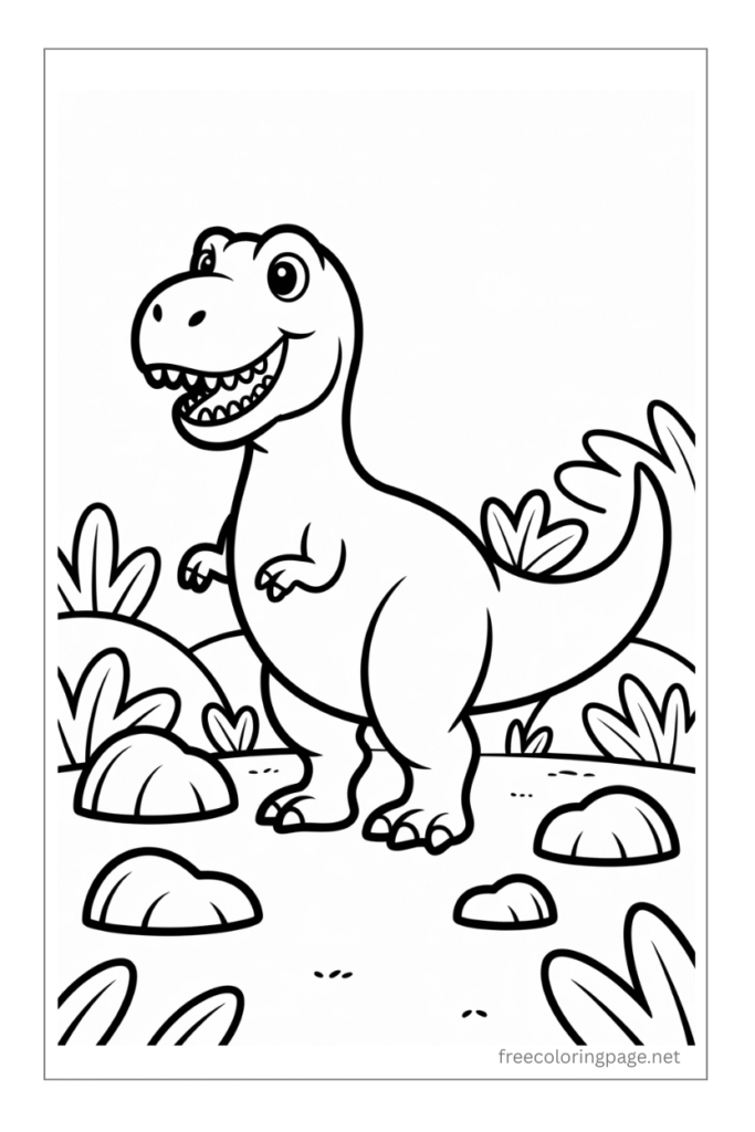 coloring page of  dinosaur simple design for kids