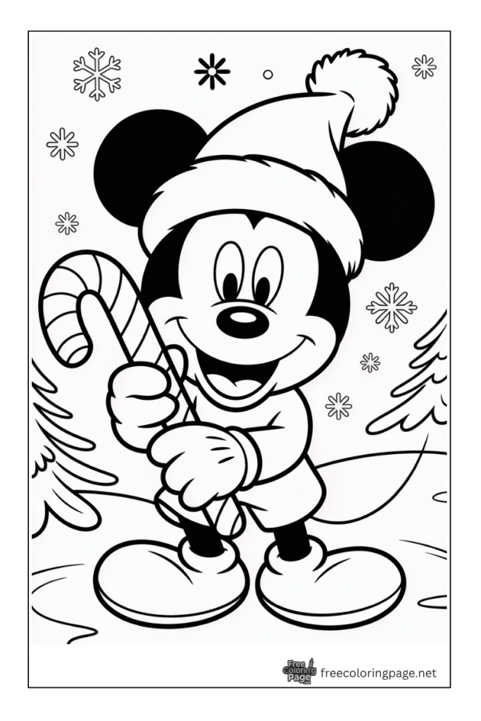 coloring page of christmas celebration by disney micky mouse