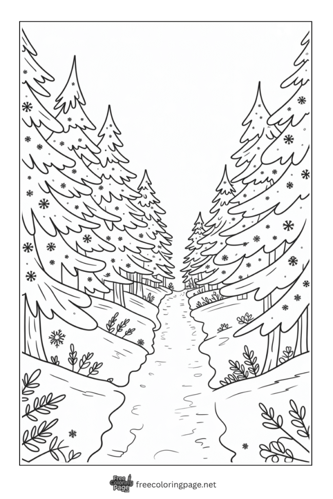 coloring page of winter wonderland
