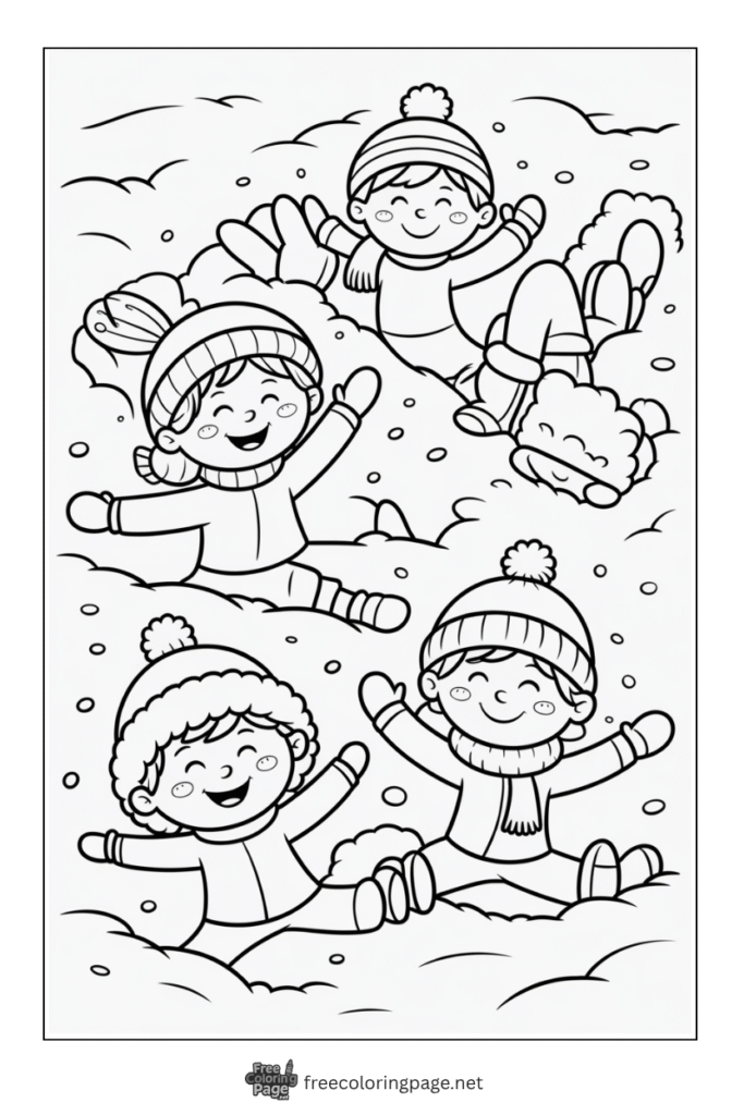 coloring page of winter angels
