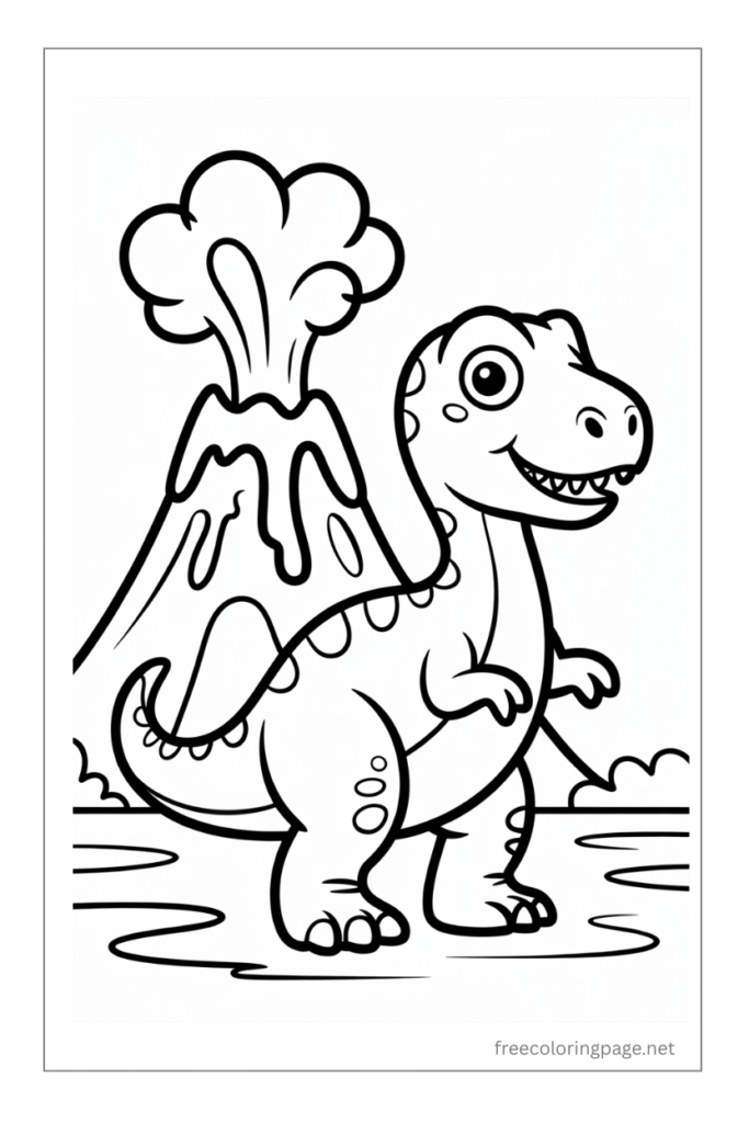 coloring page of  cute dinosaur 