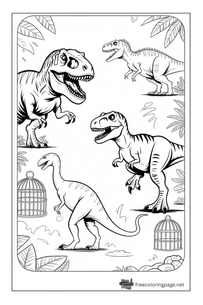 coloring page of jurassic park dinosaur 