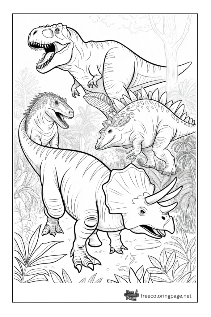 coloring page of jurassic time dinosaur 