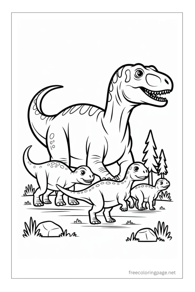 coloring page of  dinosaur cartoons with jurassic park