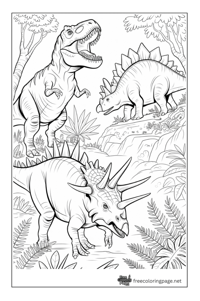 coloring page of dinosaur in jurassic era