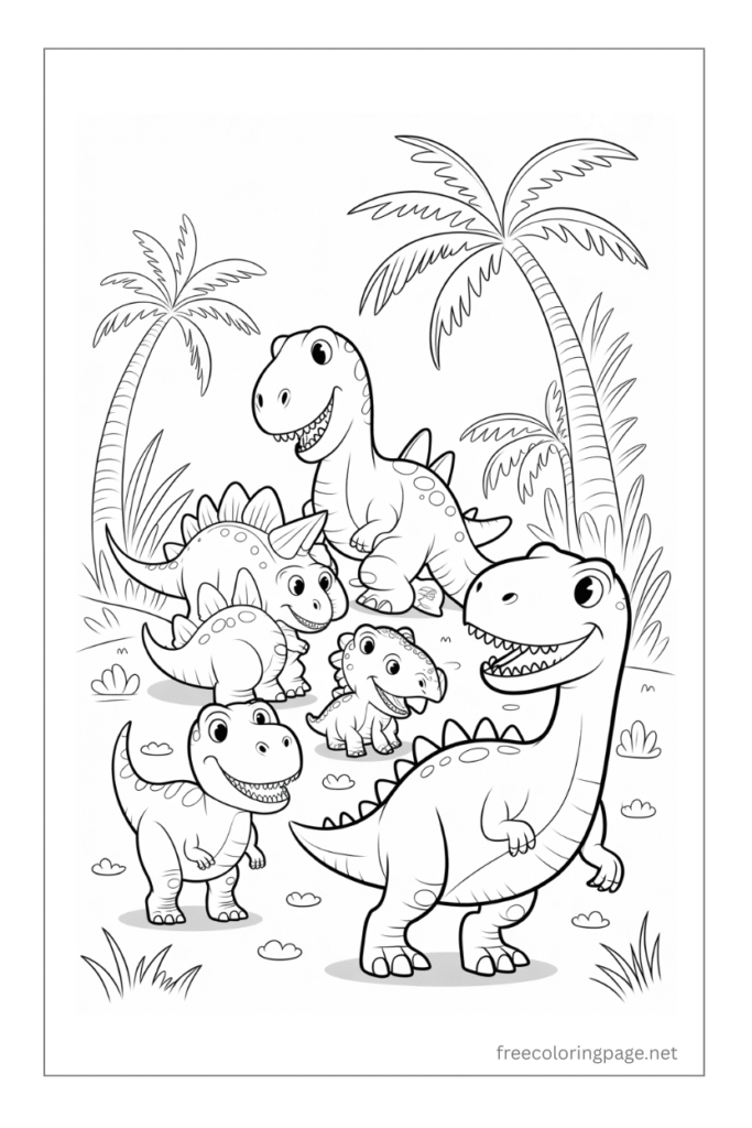 coloring page of  baby dinosaur 