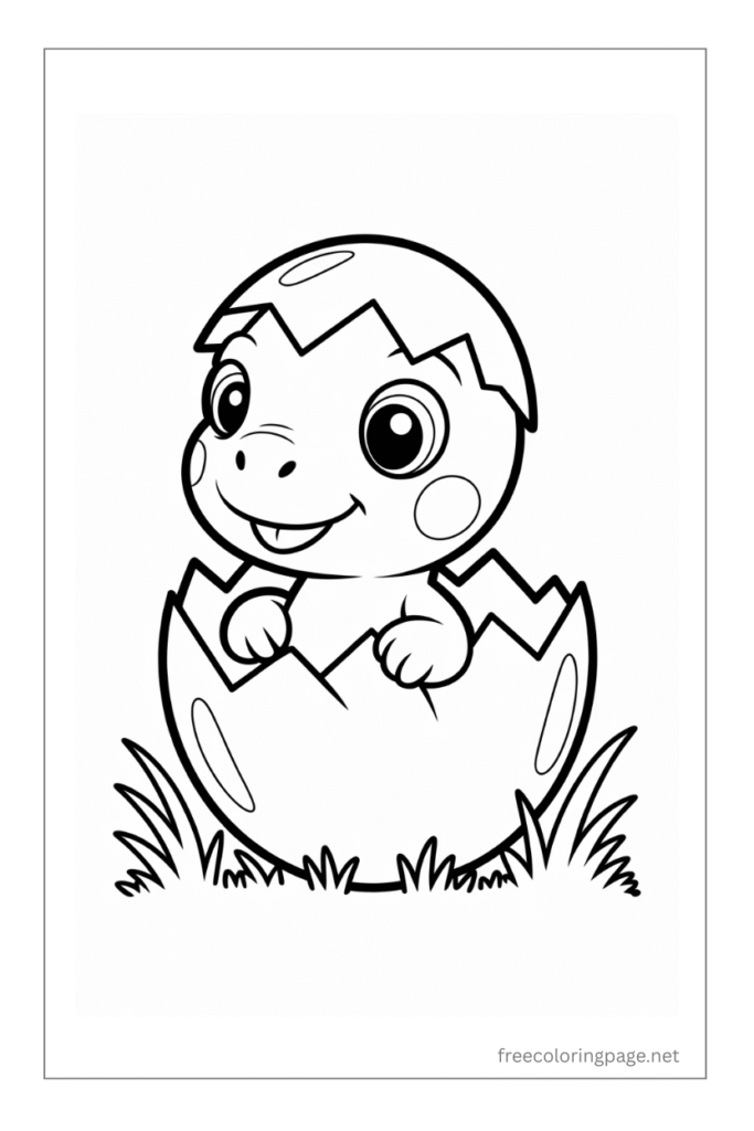 coloring page of  dinosaur new born