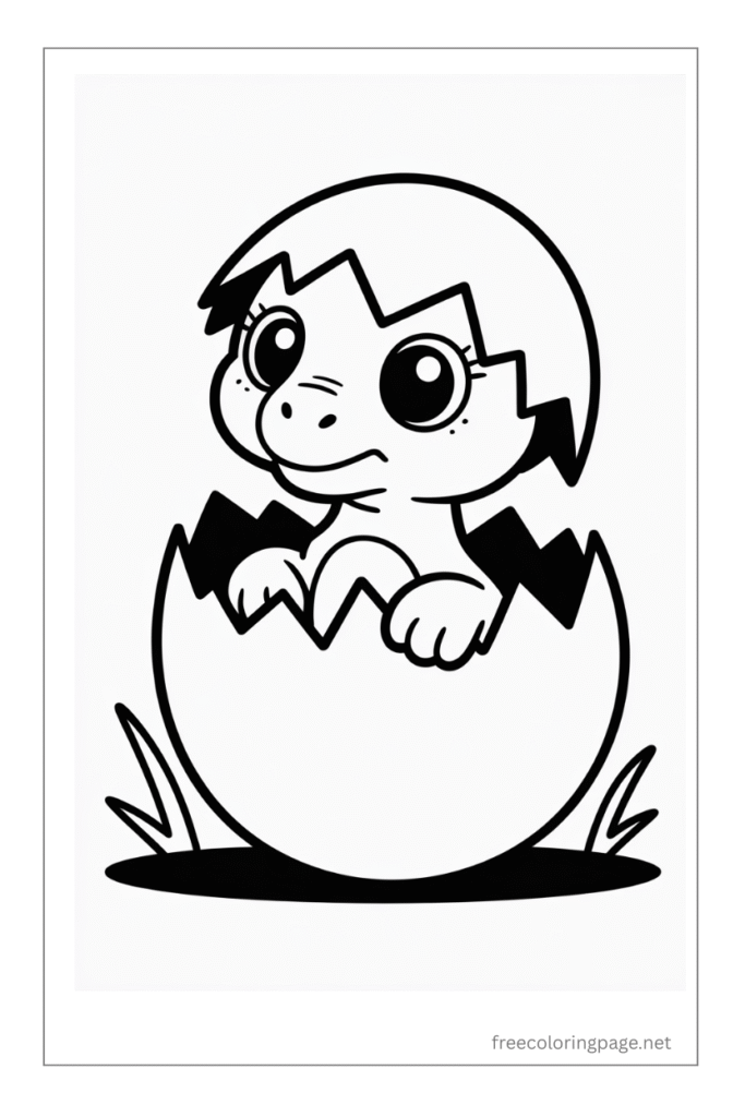 coloring page of  dinosaur in egg 