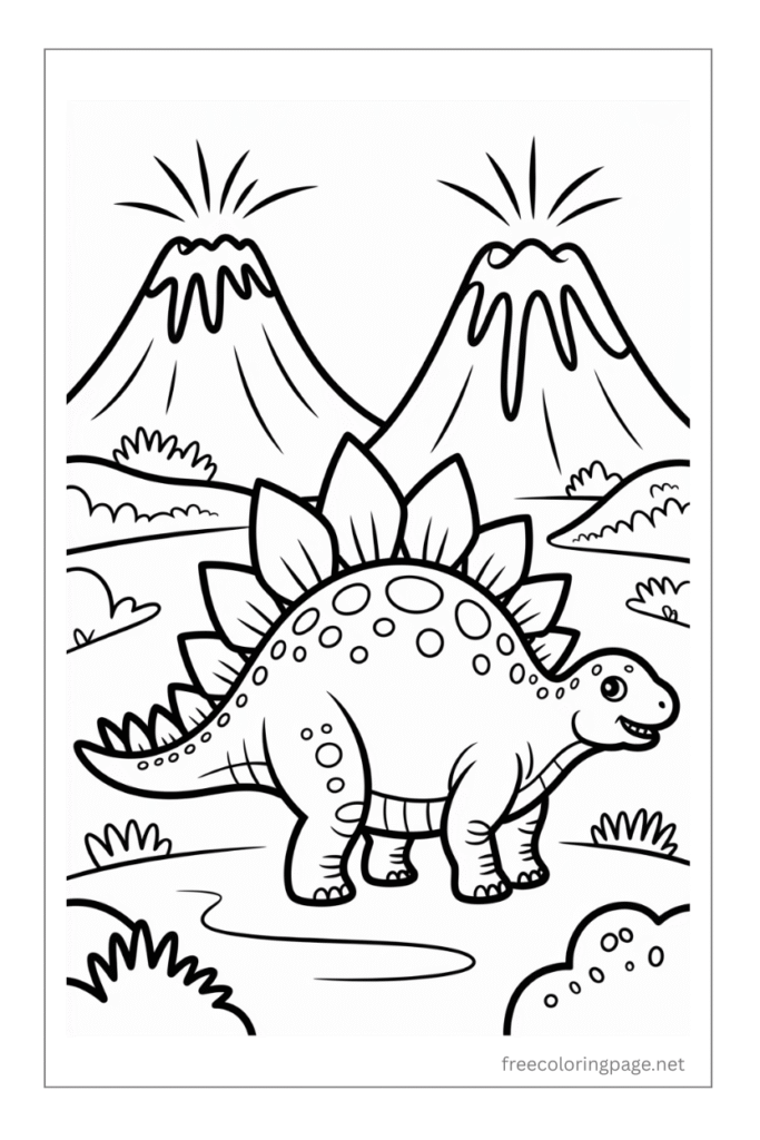 coloring page of  dinosaur cartoon color