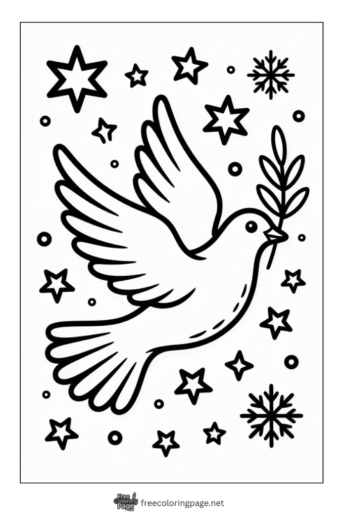 coloring page of winter dove