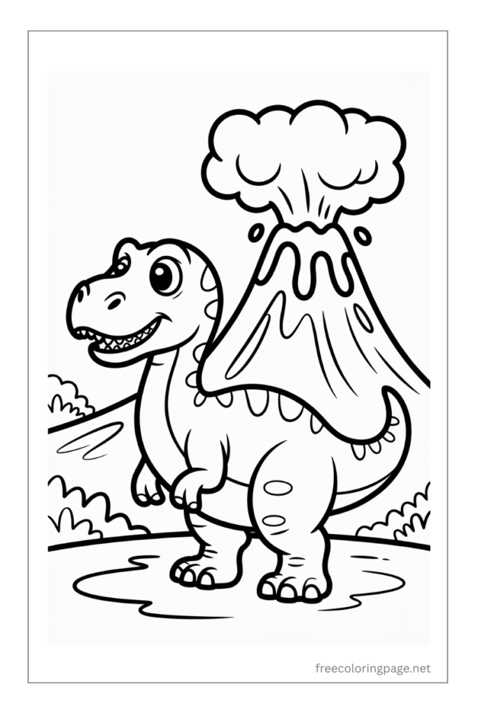 coloring page of  dinosaur cartoon