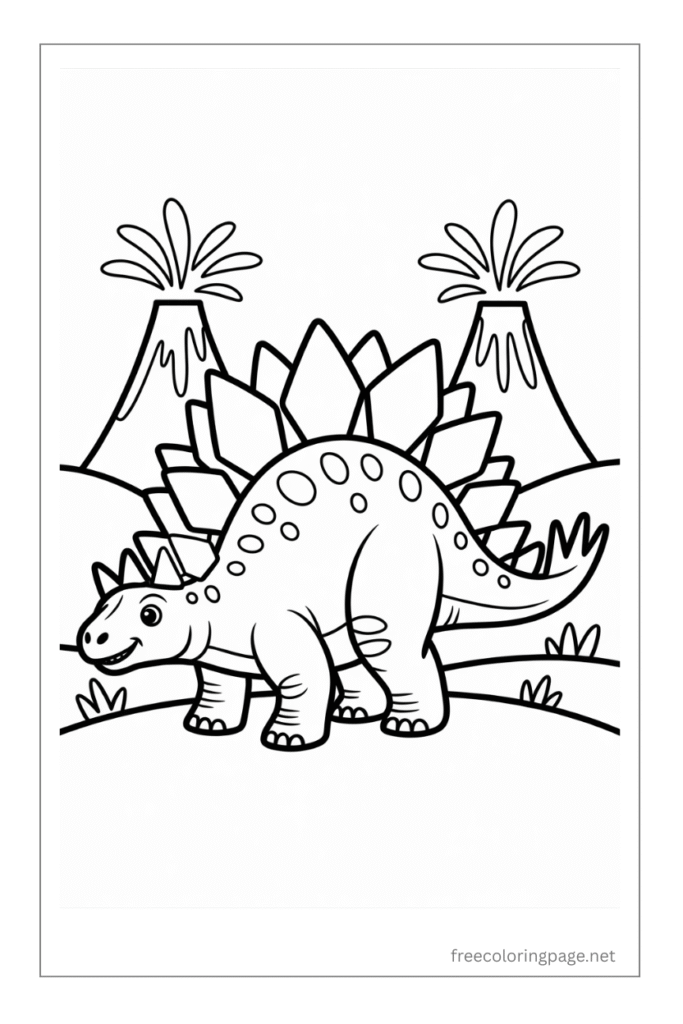 coloring page of  dinosaur for kids