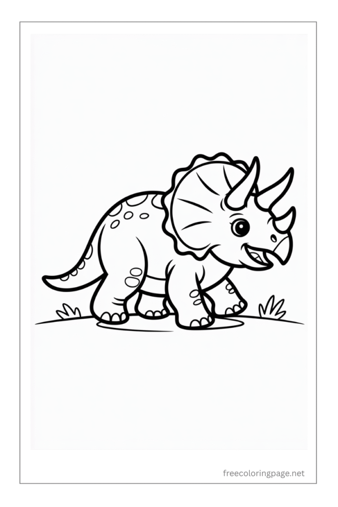 coloring page of triceratops dinosaur  walking