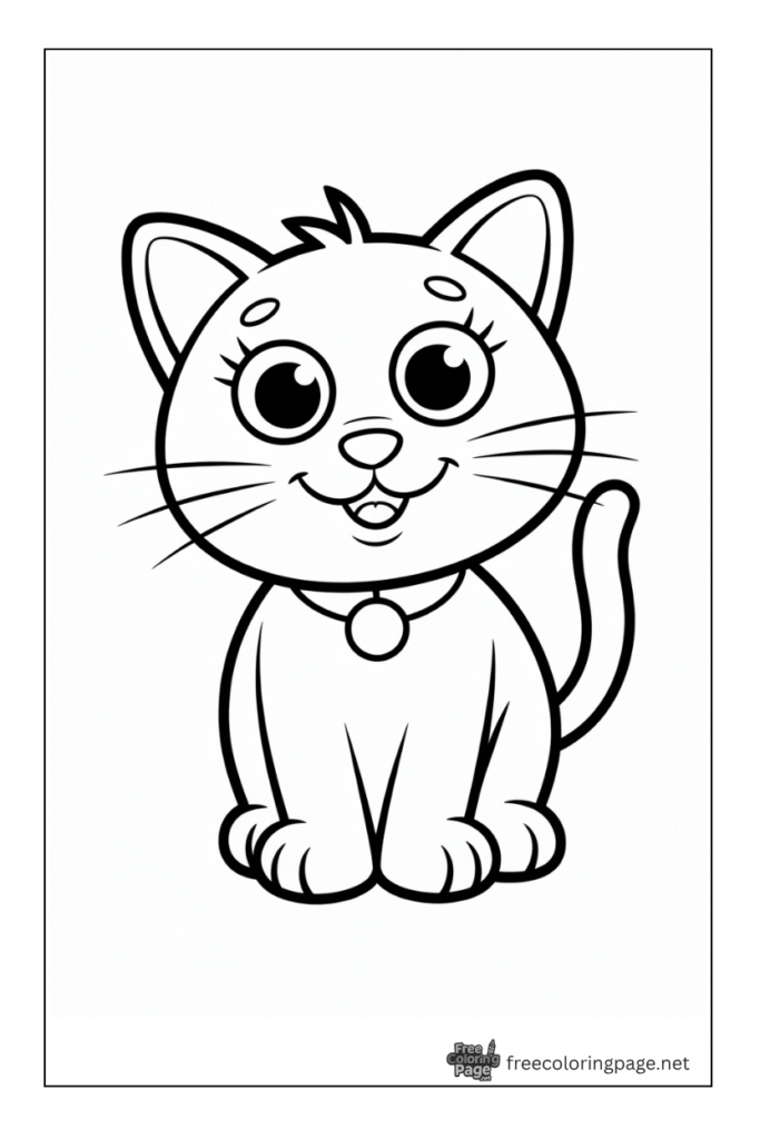 Coloring page of gabby cat cute and sitting