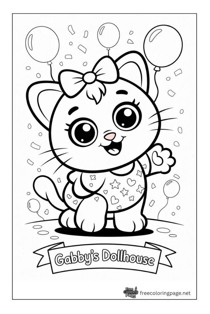 coloring page of cute gabby cat