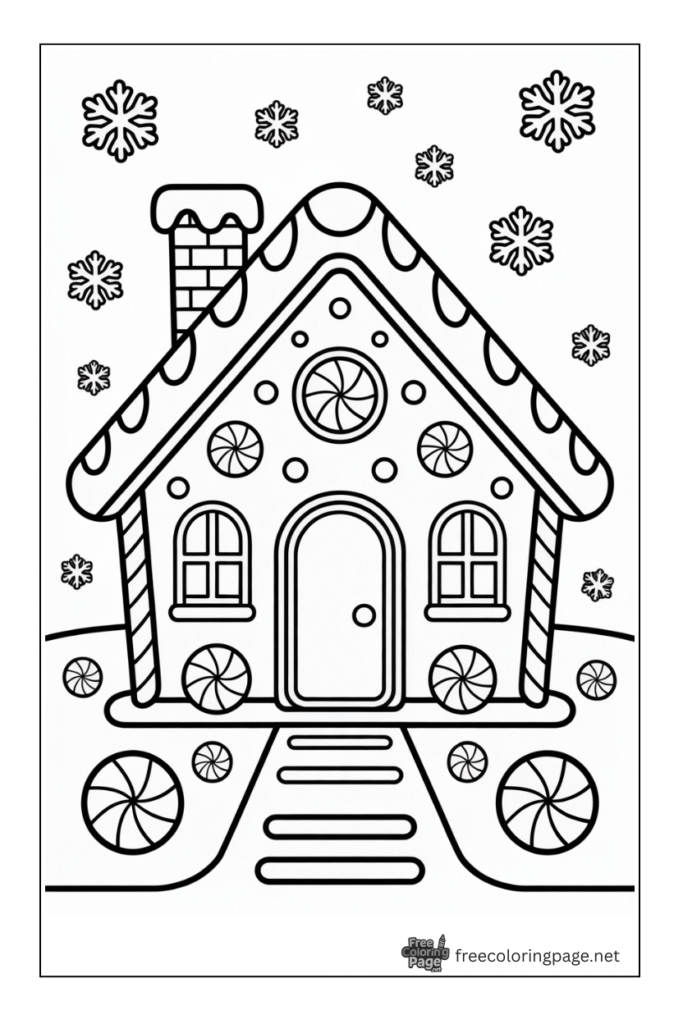 coloring page of christmas gingerbread house