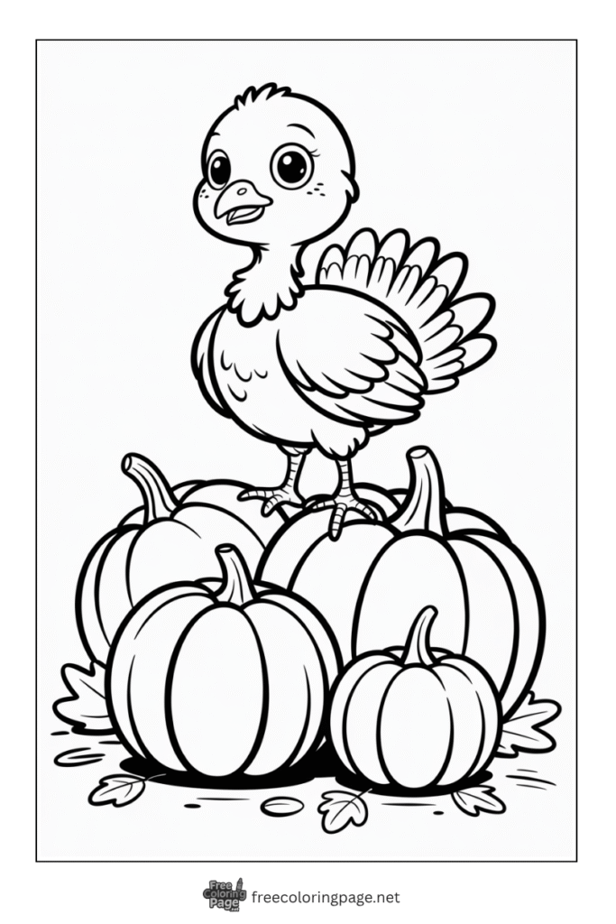 coloring page of thanksgiving baby turkey