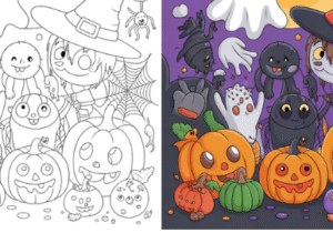 Halloween coloring pages pumpkins ghosts moon