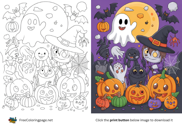 Halloween coloring pages pumpkins ghosts moon
