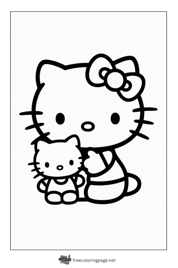 coloring page of hello kitty with chococat