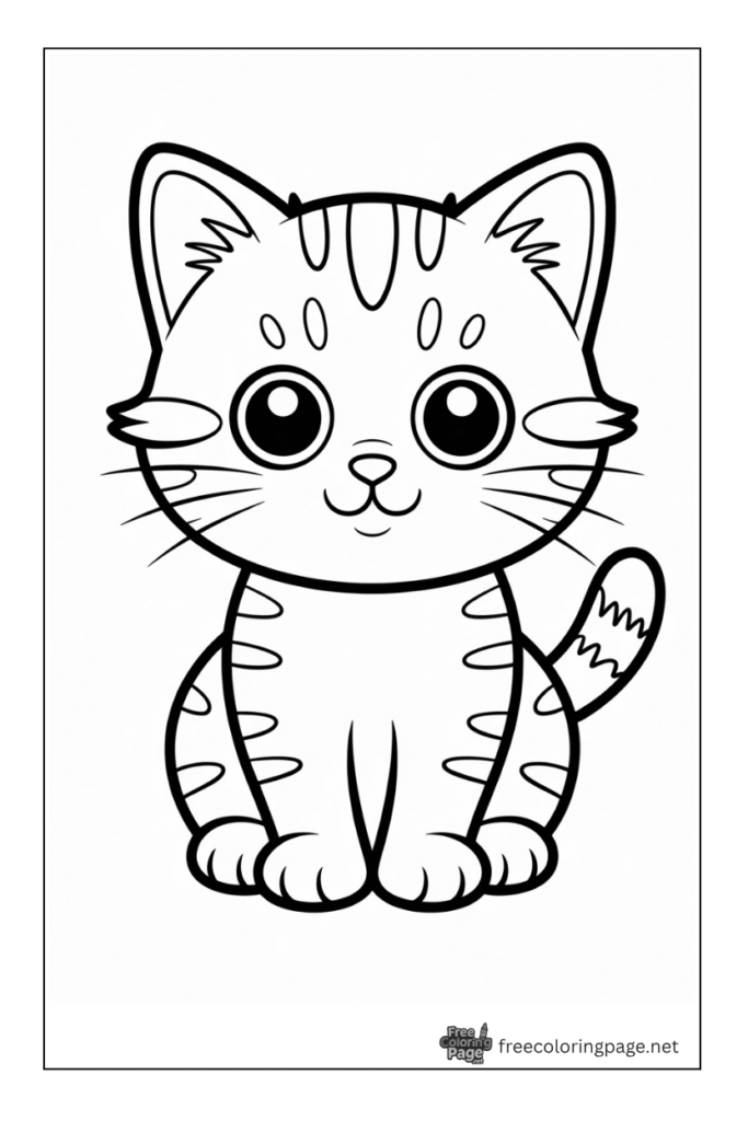 coloring page of cute cat baby