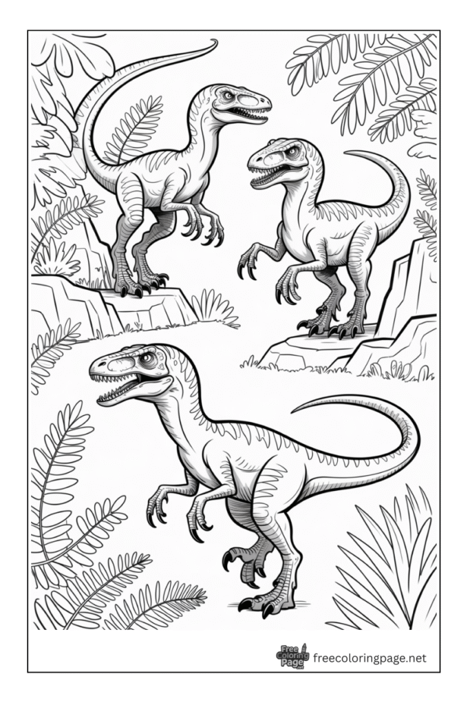 coloring page of velociraptor dinosaur in jurassic world