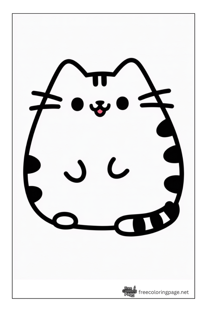 coloring page of pusheen cat easy for kids