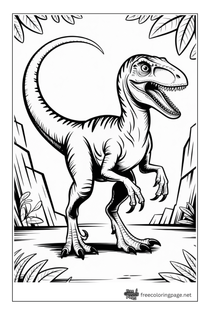 coloring page of realistic dianosaur