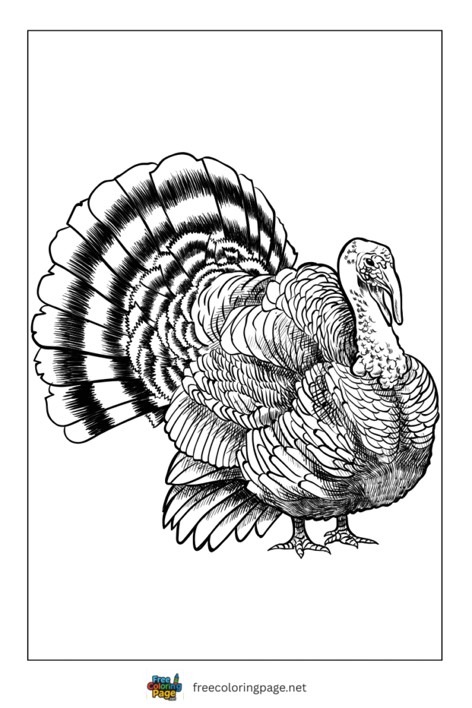 coloring page of autumn turkey