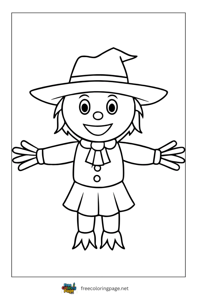 coloring page of autumn scarecrow