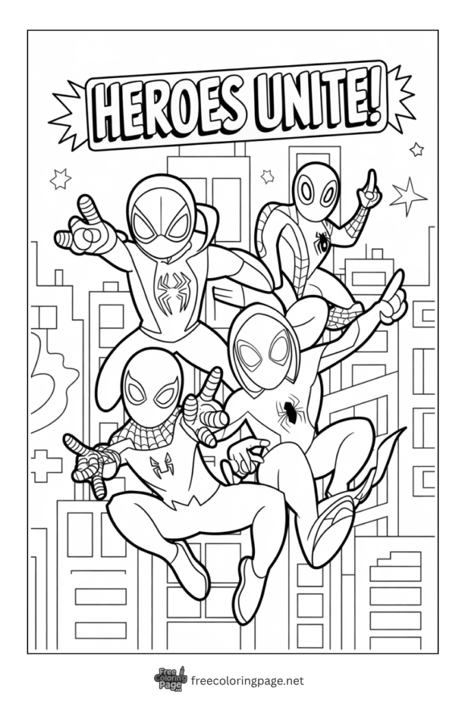 coloring page of spiderman with verse group members