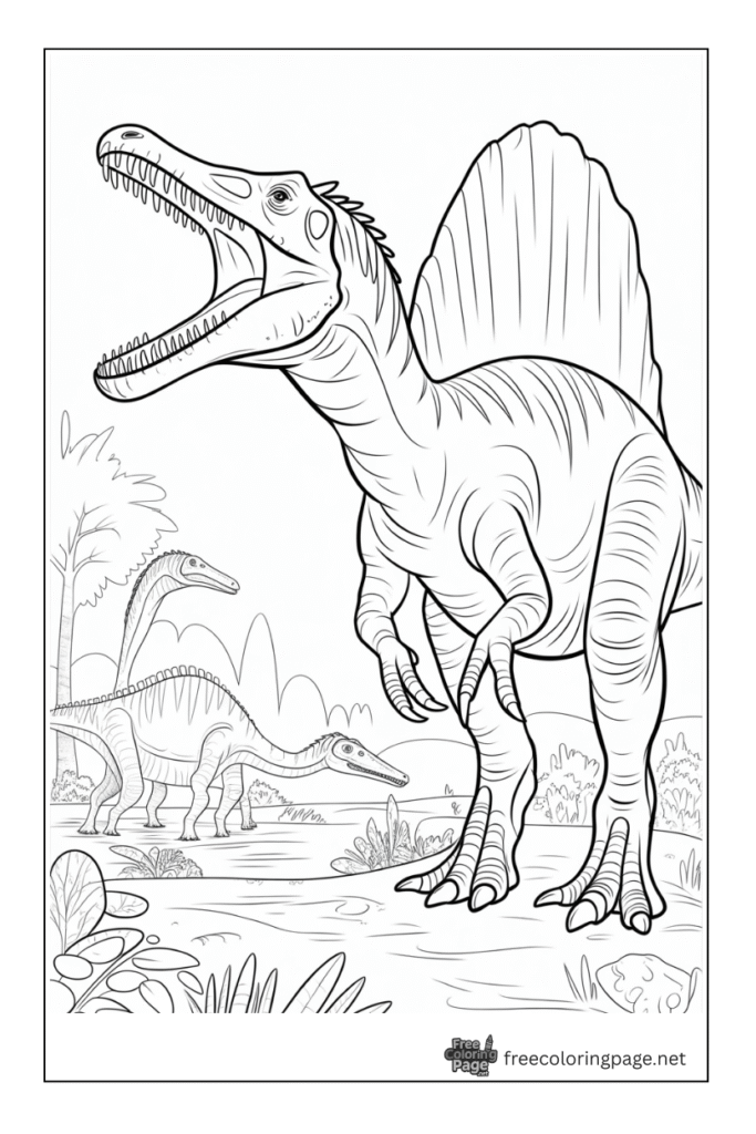 coloring page of spinosaurus dinosaur honks