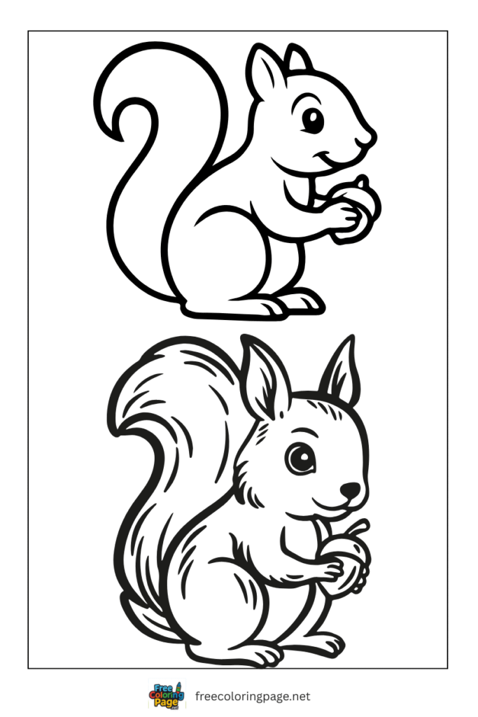 coloring page of thanksgiving squirrels
