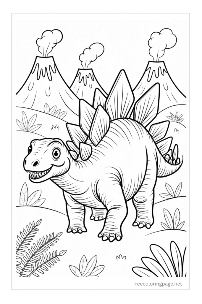 coloring page of stegosaurus dinosaur 