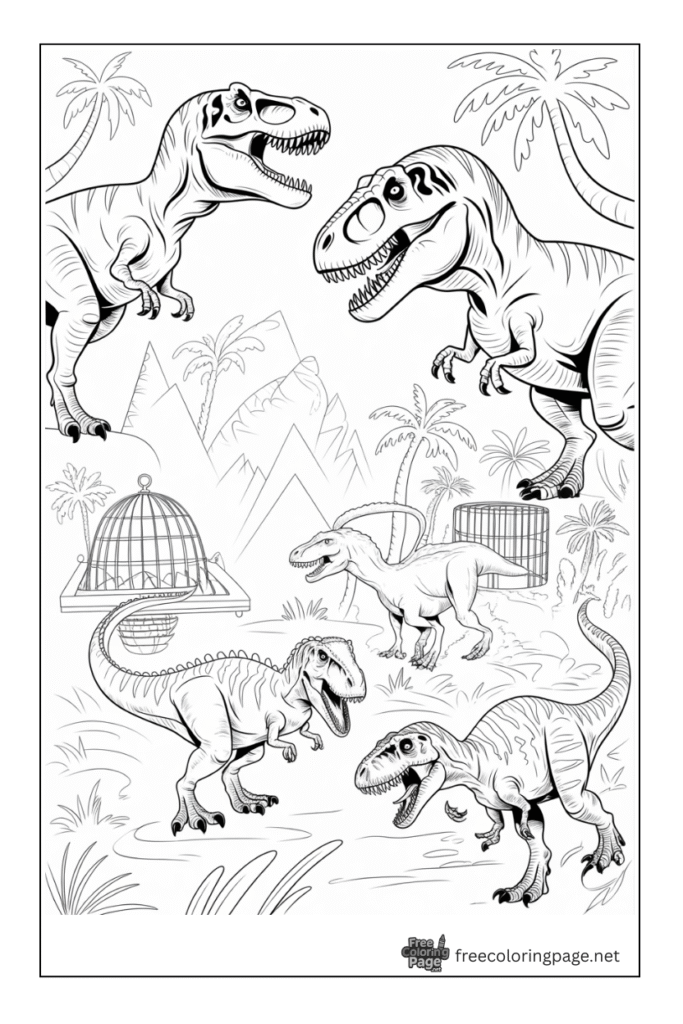 coloring page of t rex dinosaur 