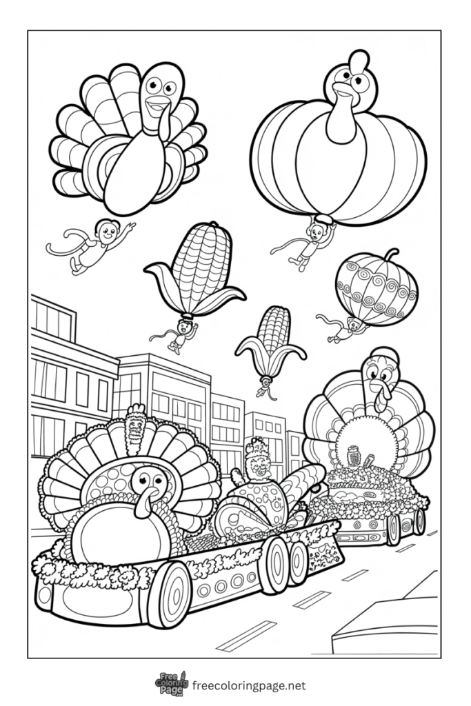coloring page of thanksgiving celebration