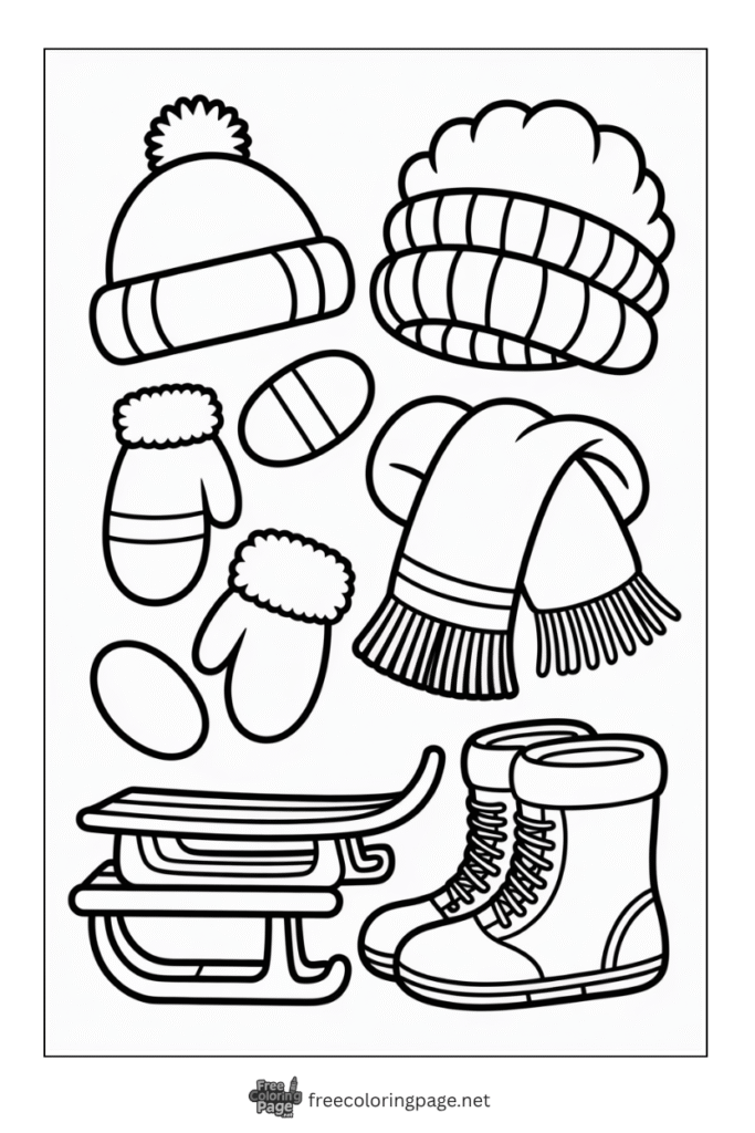 coloring page of winter cloth