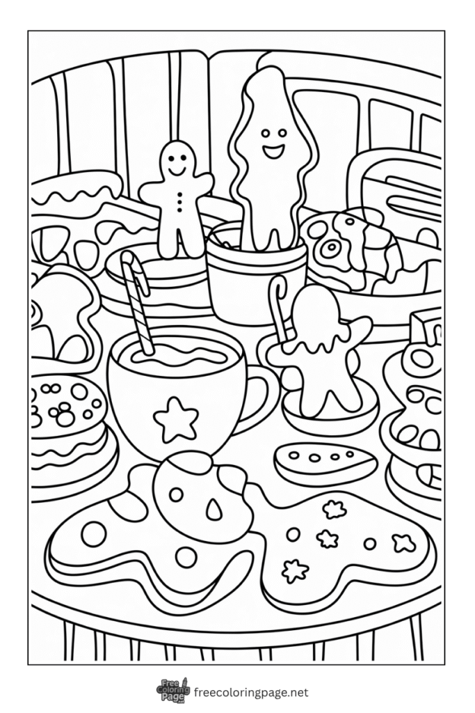 coloring page of winter baking