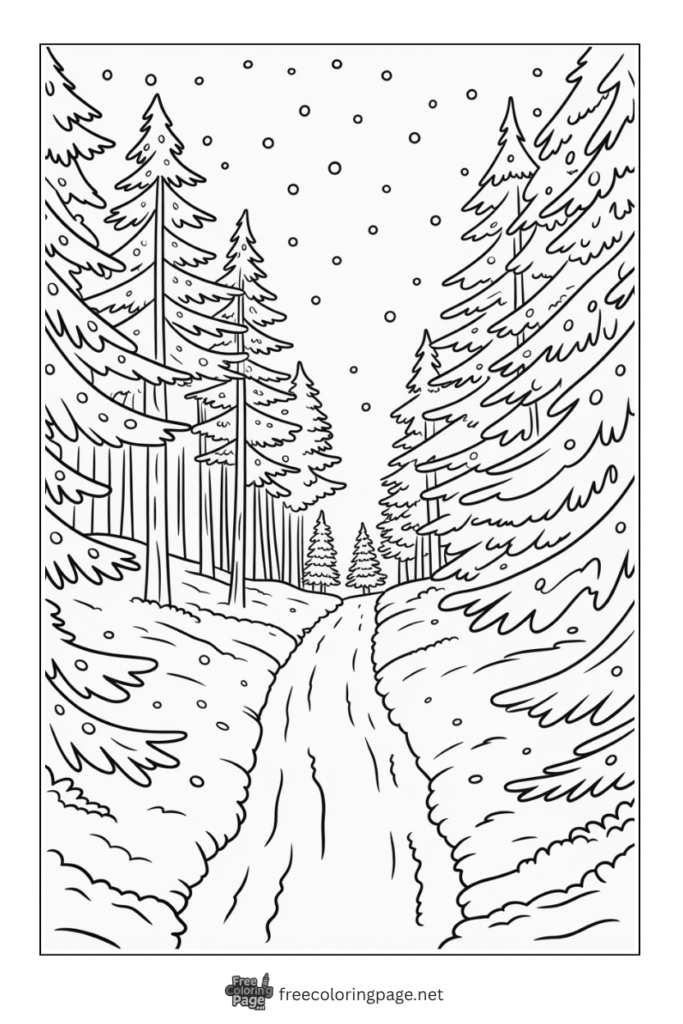 coloring page of winter route