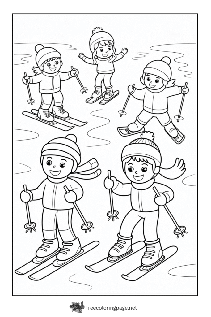 coloring page of winter sports skating