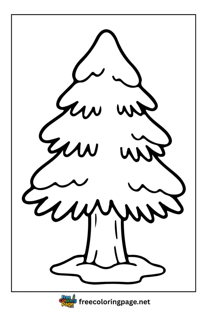 coloring page of winter tree 
