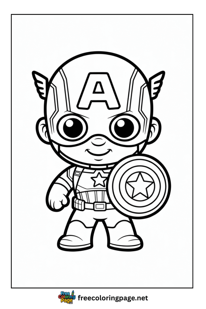 coloring page of baby captain america