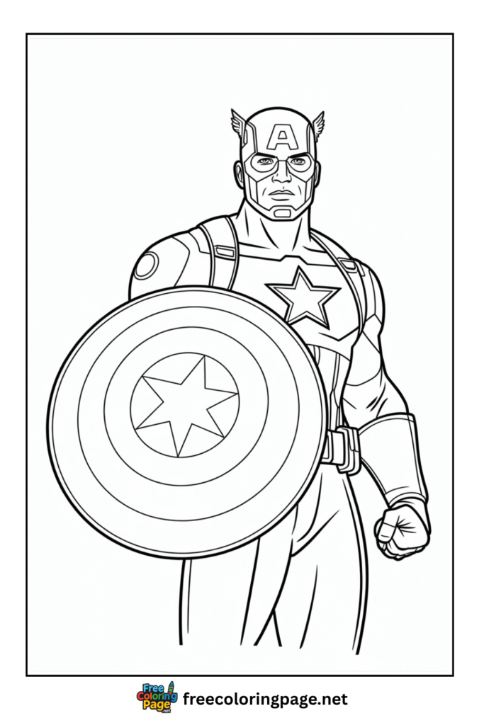 coloring page of captain america's shield