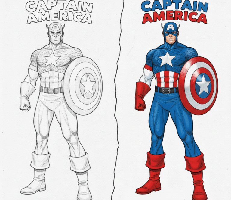 captain america coloring pages drawing vs colored