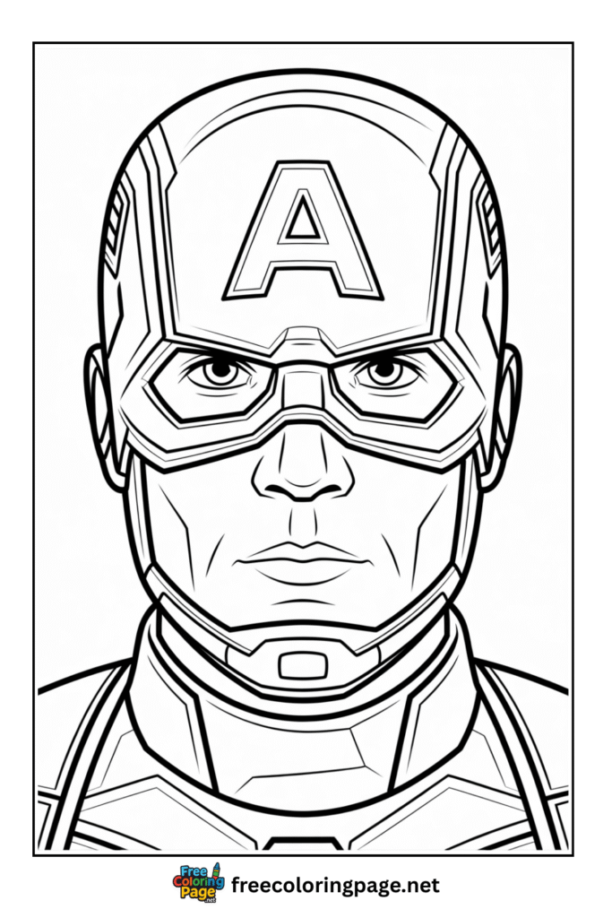 coloring page of captain america face 