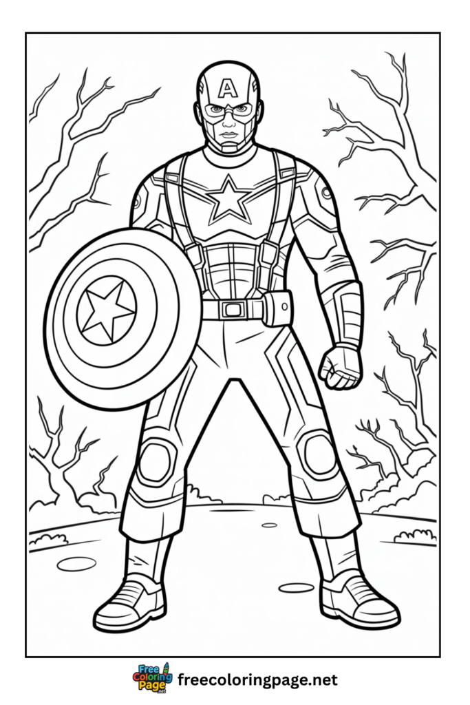 coloring page of captain america in halloween costume