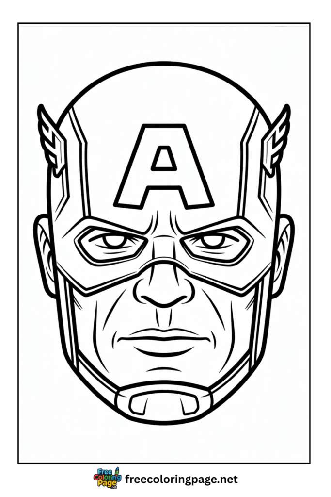 coloring page of captain america face 